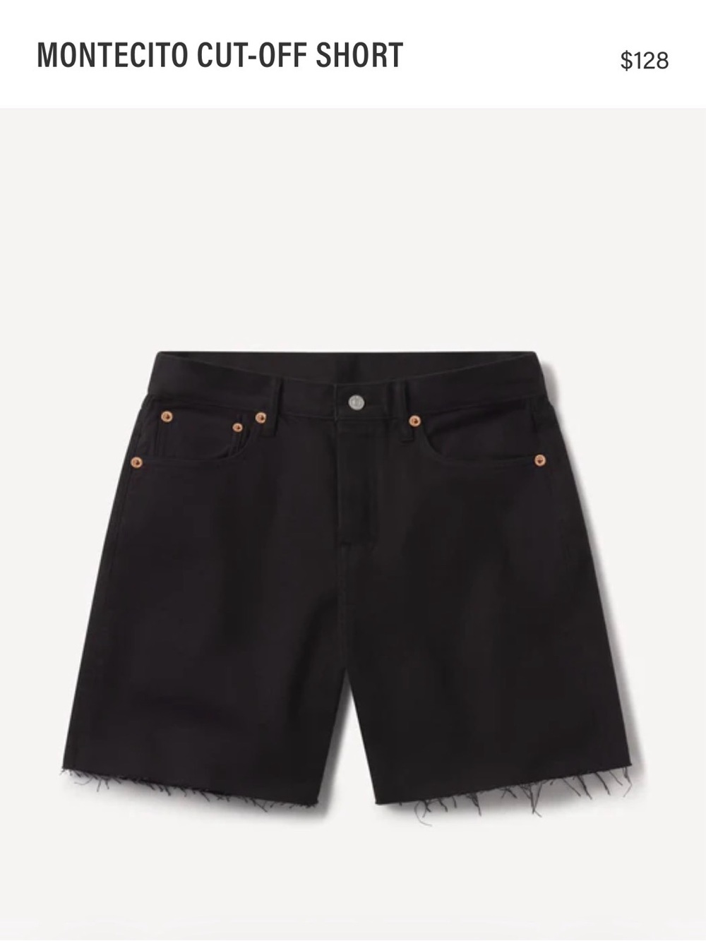 Buck Mason Montecito Cut-Off Short - Black | NWOT